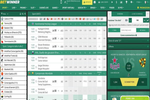 Betwinner Casino e Scommesse Screenshot