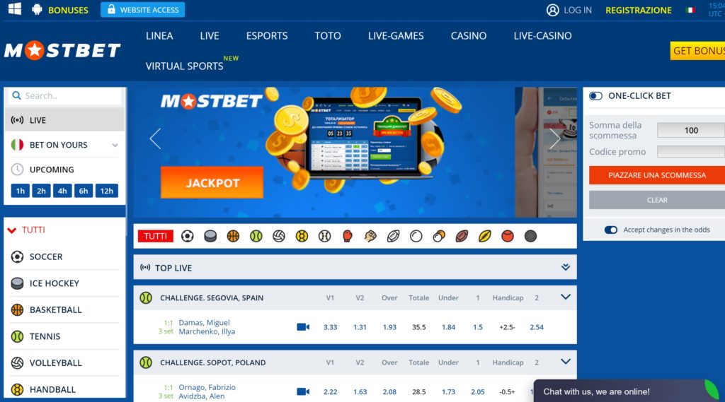 Mostbet Casino e Scommesse Screenshot