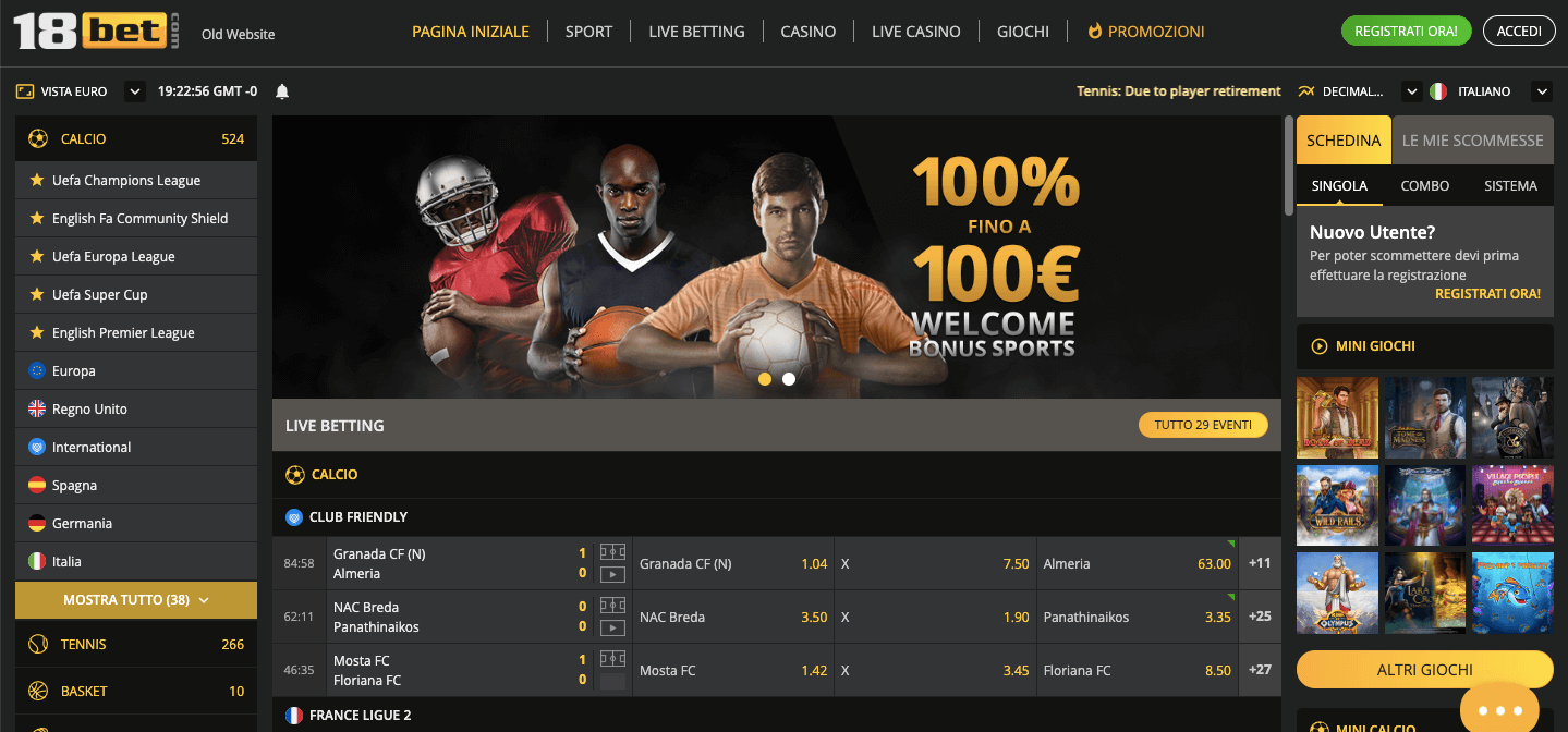 18Bet Casino e Scommesse Screenshot