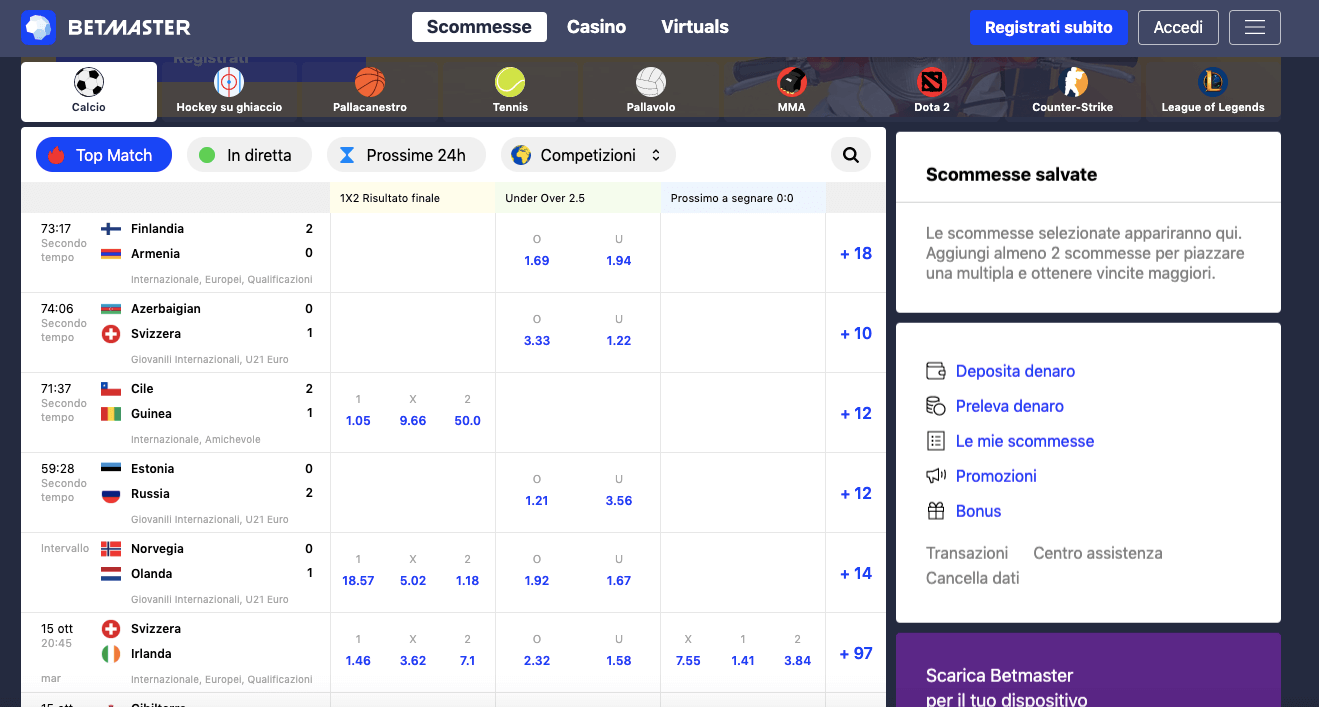 betmaster scommesse