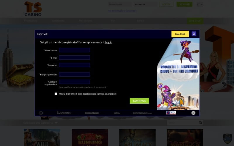 ts casino apri account