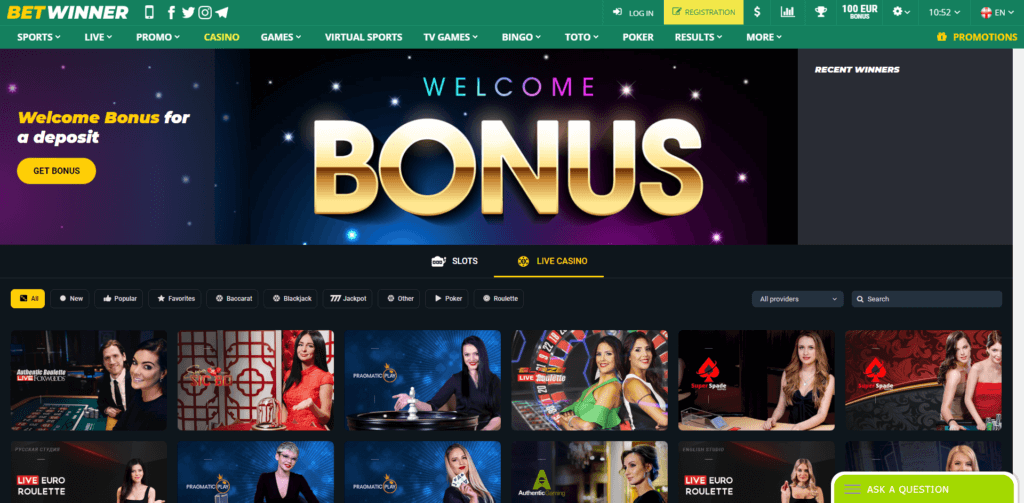 BetWinner homepage