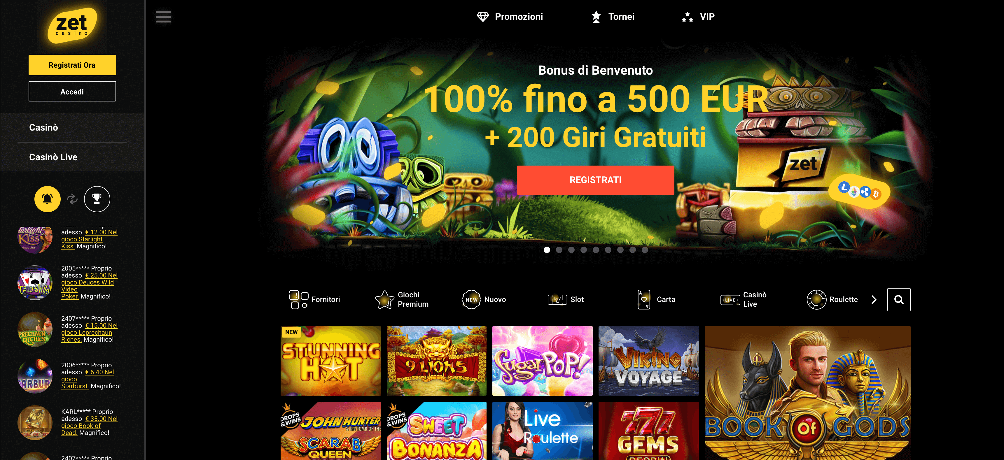 Zet Casino Screenshot