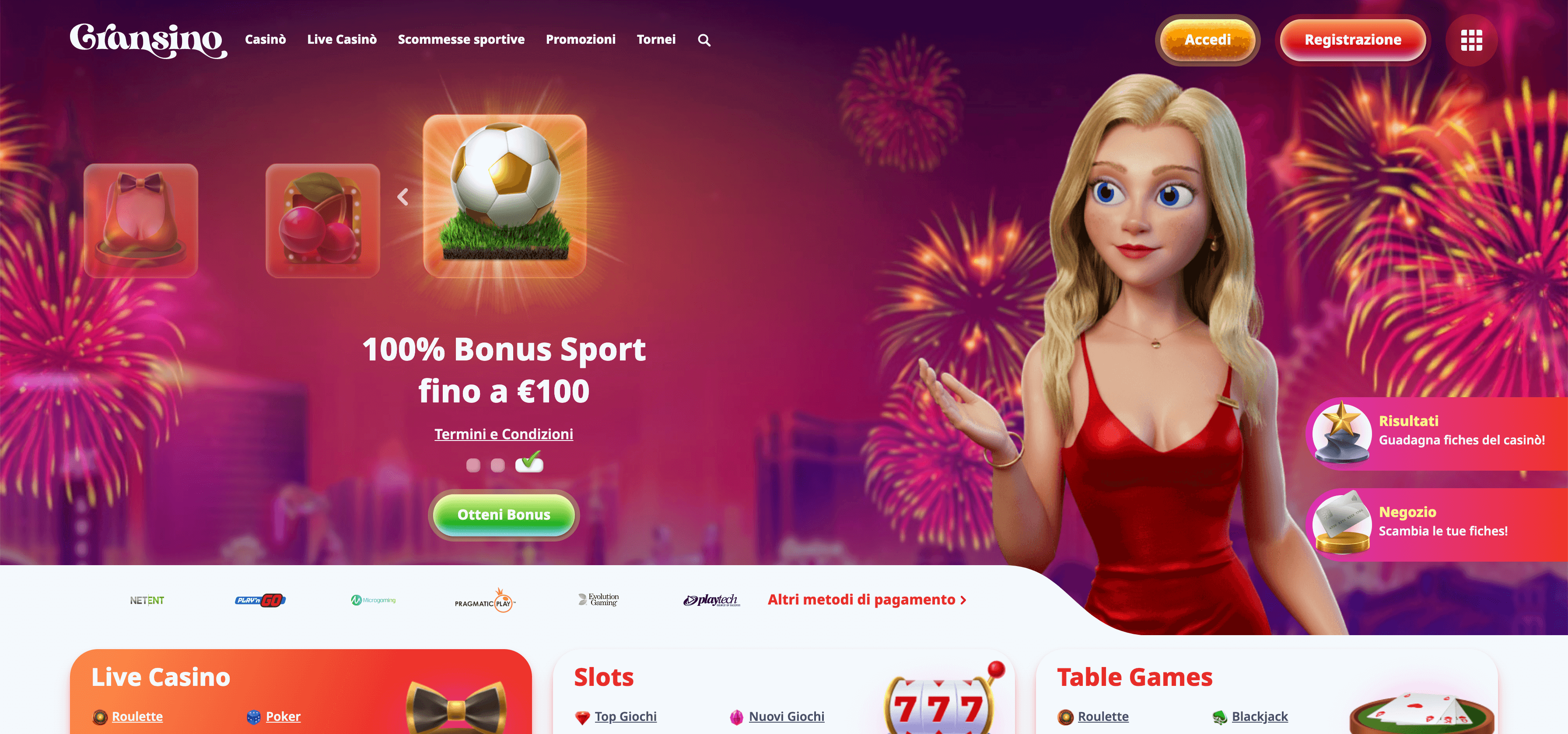 Gransino Casino e Scommesse Screenshot