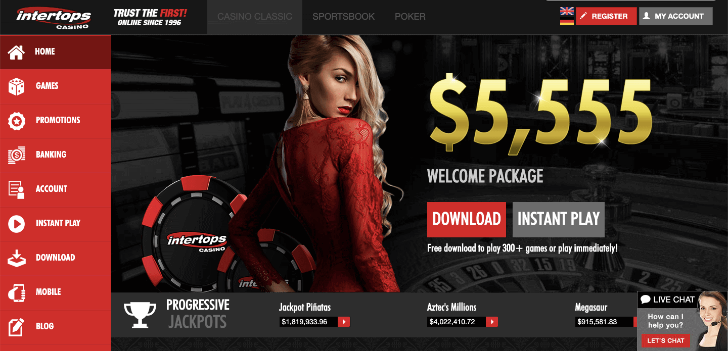 Intertops Casino e Scommesse Screenshot