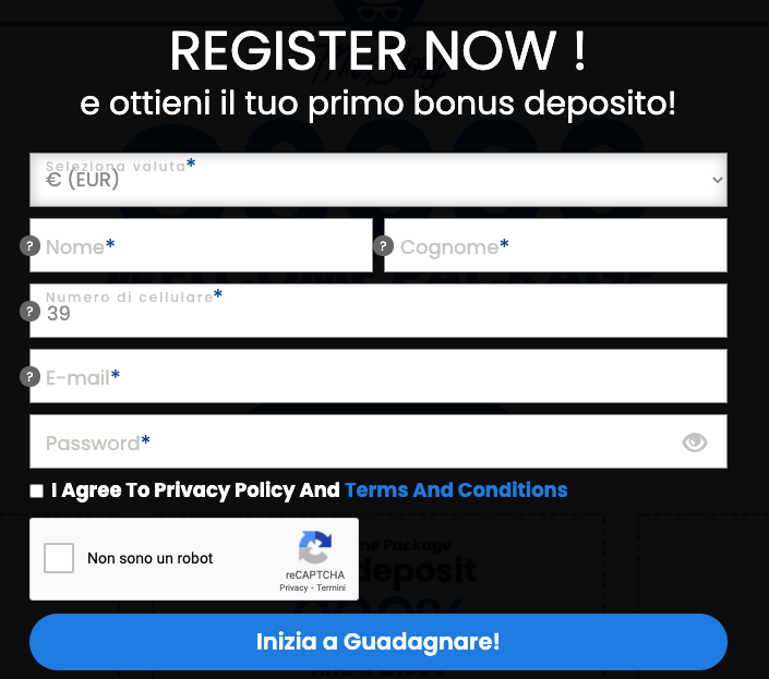 Mr Sloty Registrazione