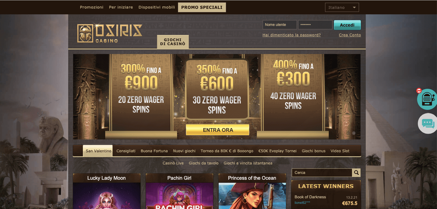 Osiris Casino Screenshot