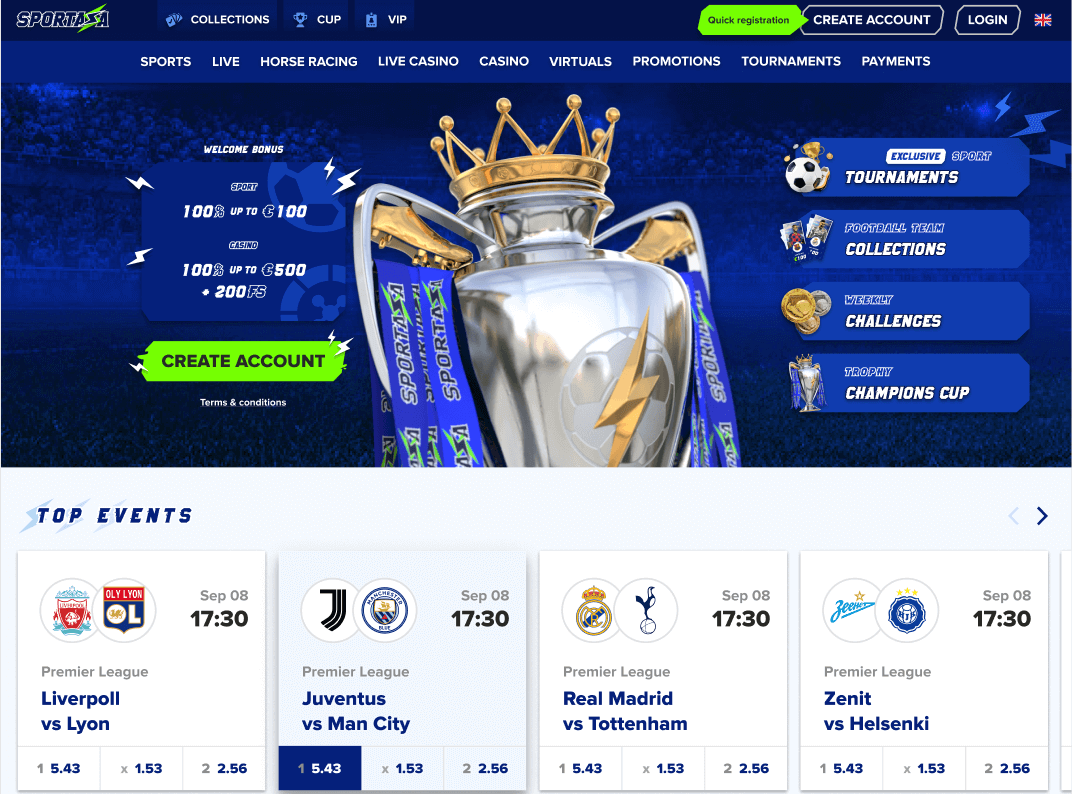 Sportaza Casino e Scommesse Screenshot