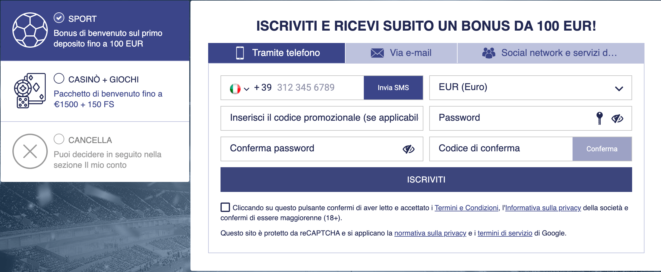 Paripesa Registrazione