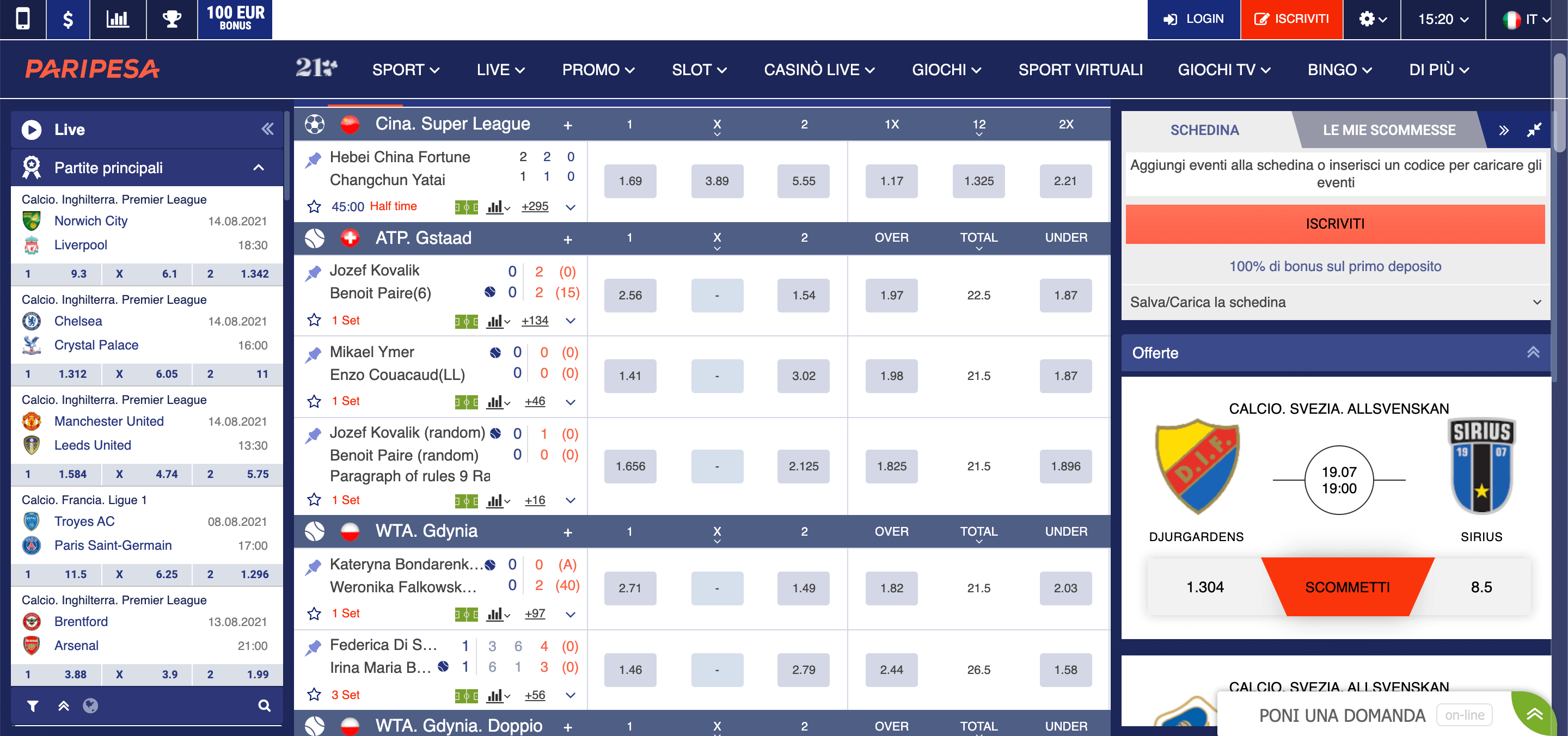 Paripesa Scommesse Live