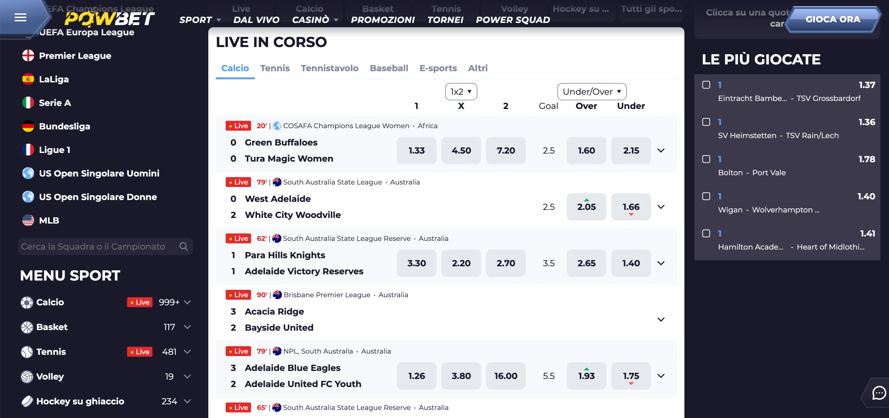 Powbet Scommesse Live