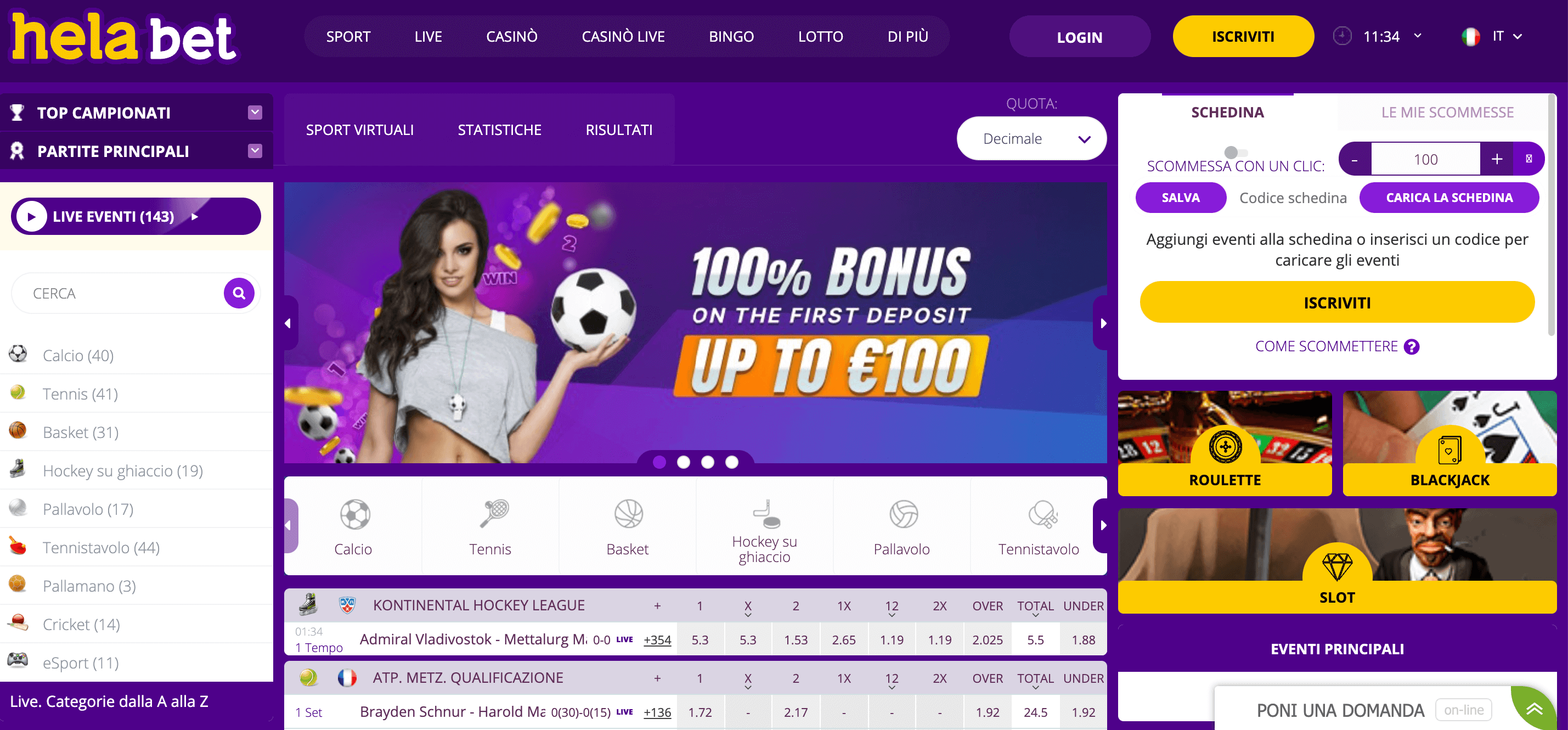 Hela Bet Casino e Scommesse Screenshot