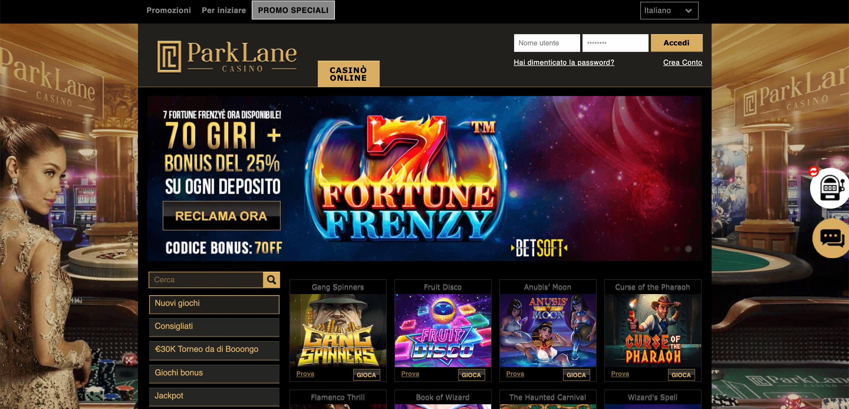 ParkLane Casino Screenshot