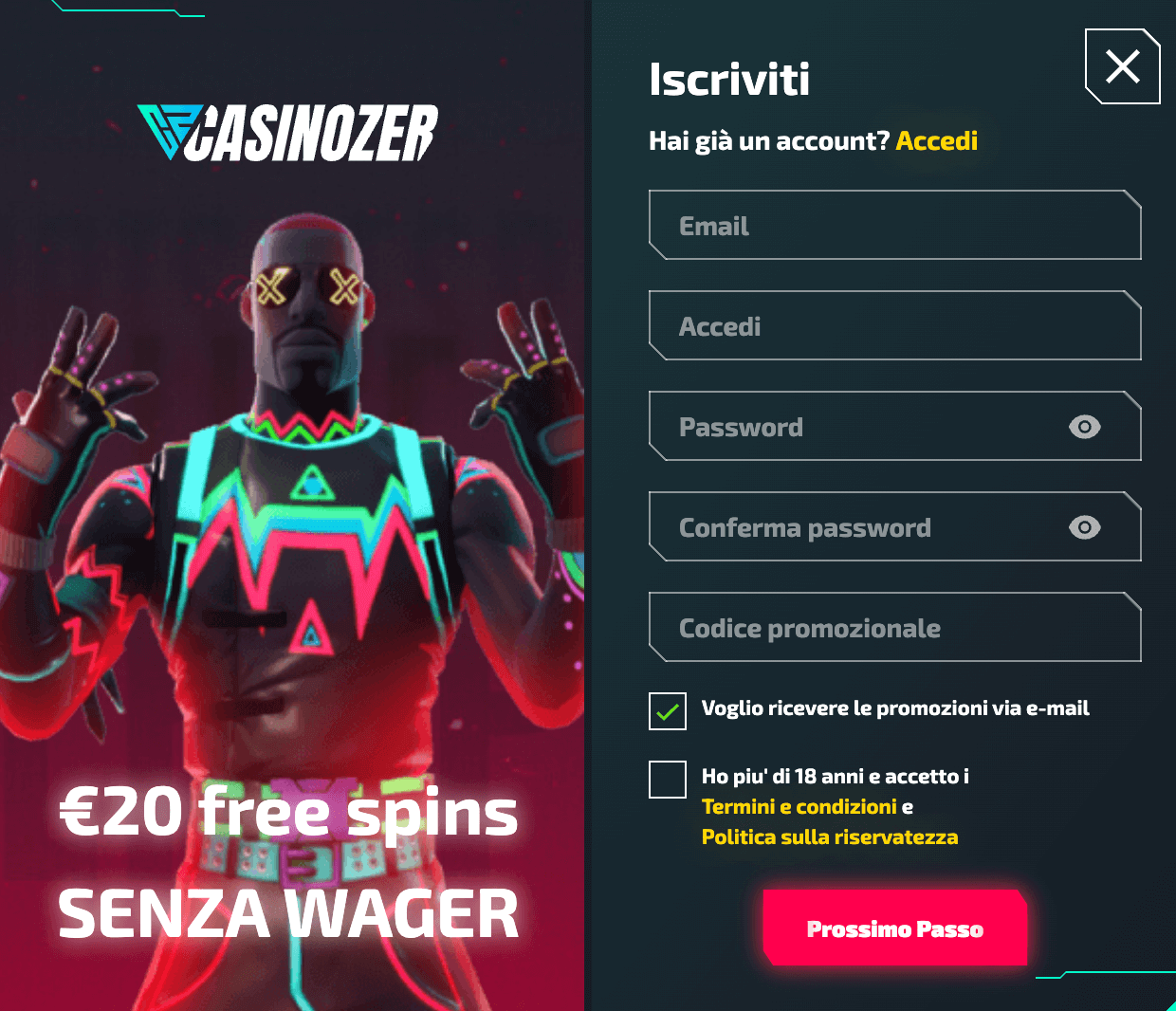 Casinozer Sport Registrazione