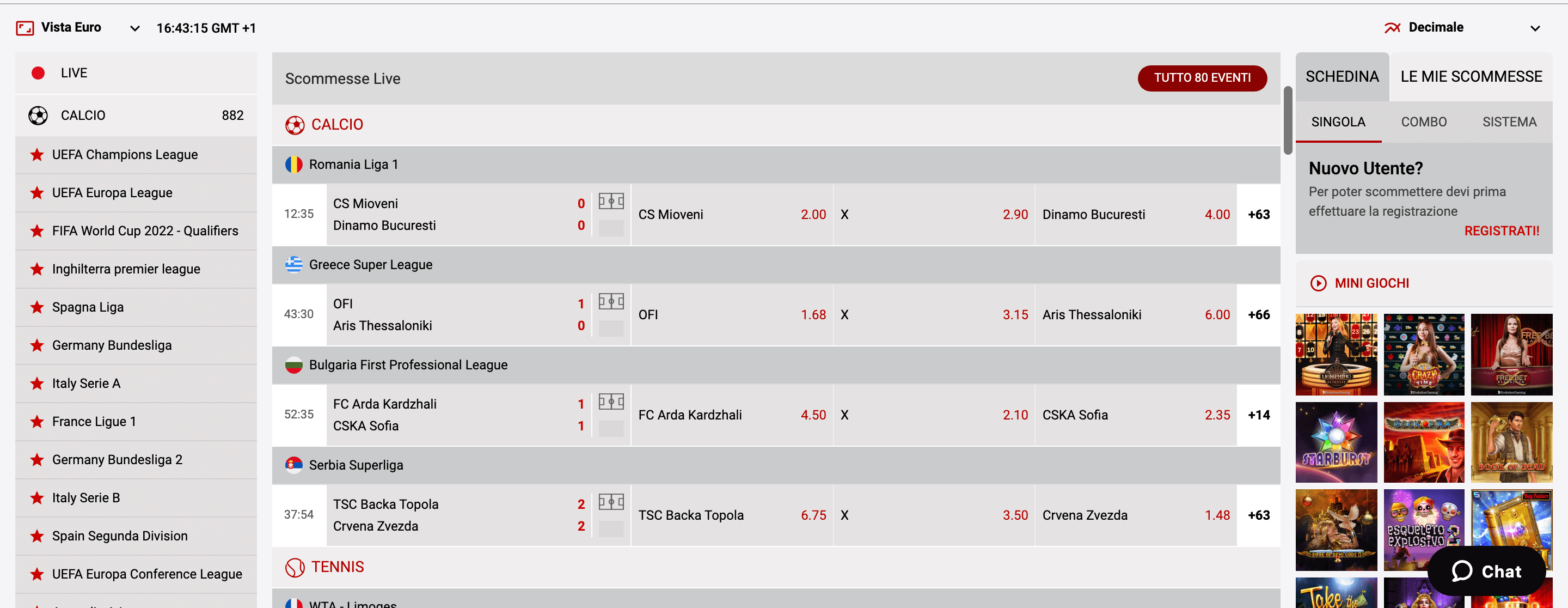 Dachbet Scommesse Live