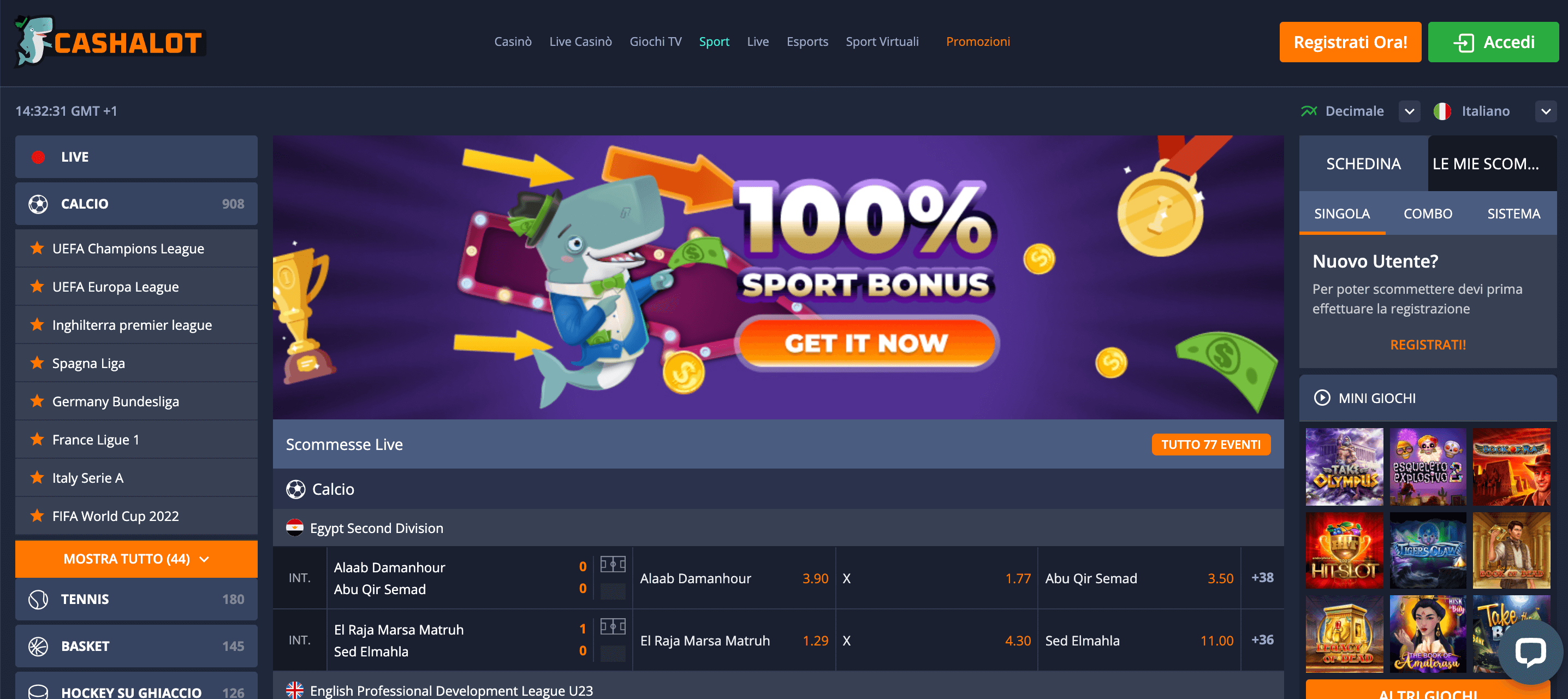 Cashalot Casino e Scommesse Screenshot