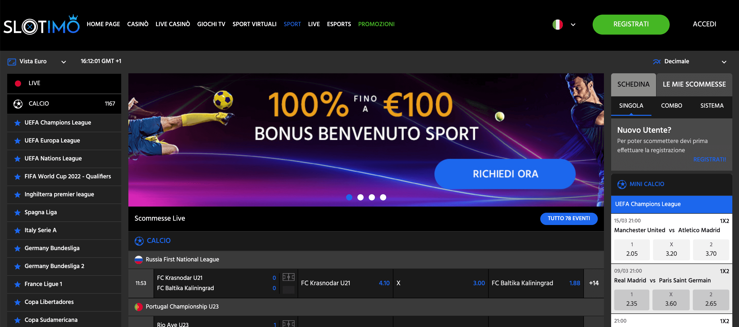 Slotimo Casino e Scommesse Screenshot