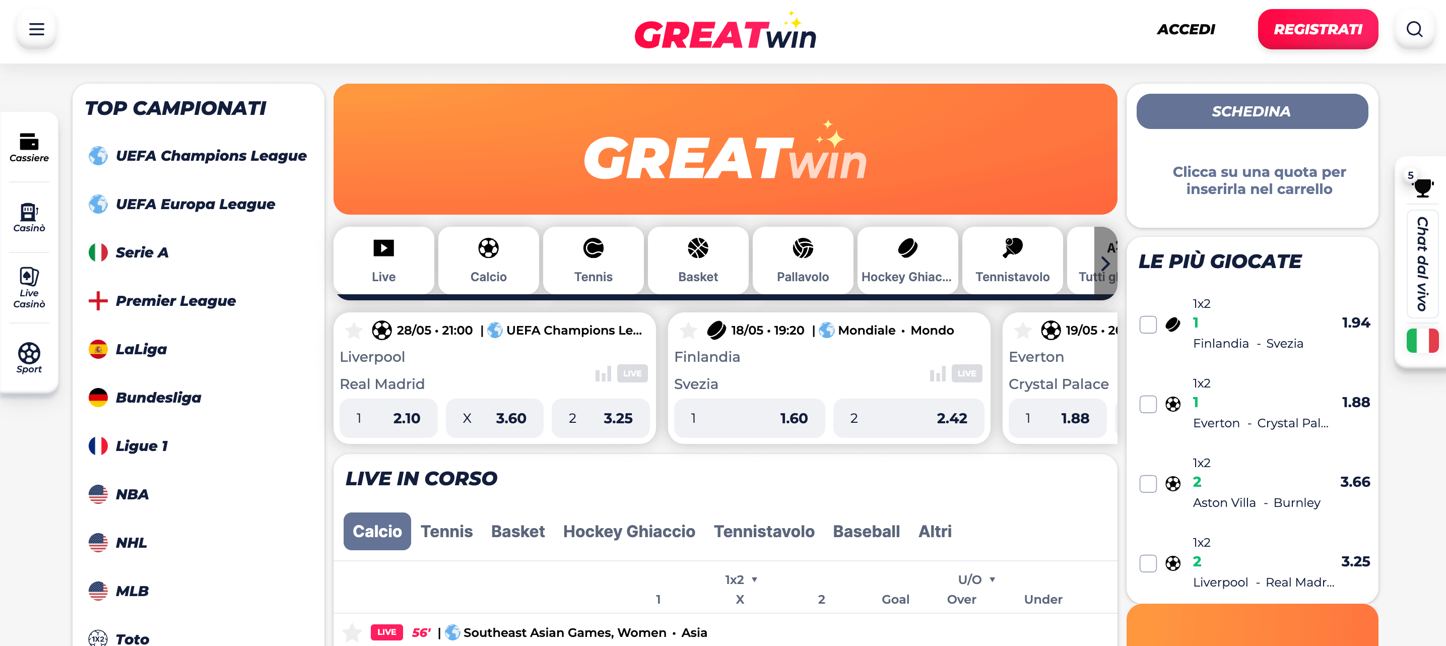 Greatwin Casino e Scommesse