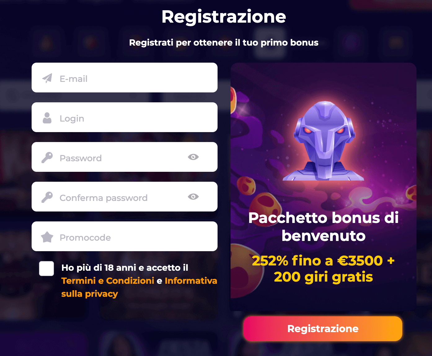 Cosmicslot Casino Registrazione