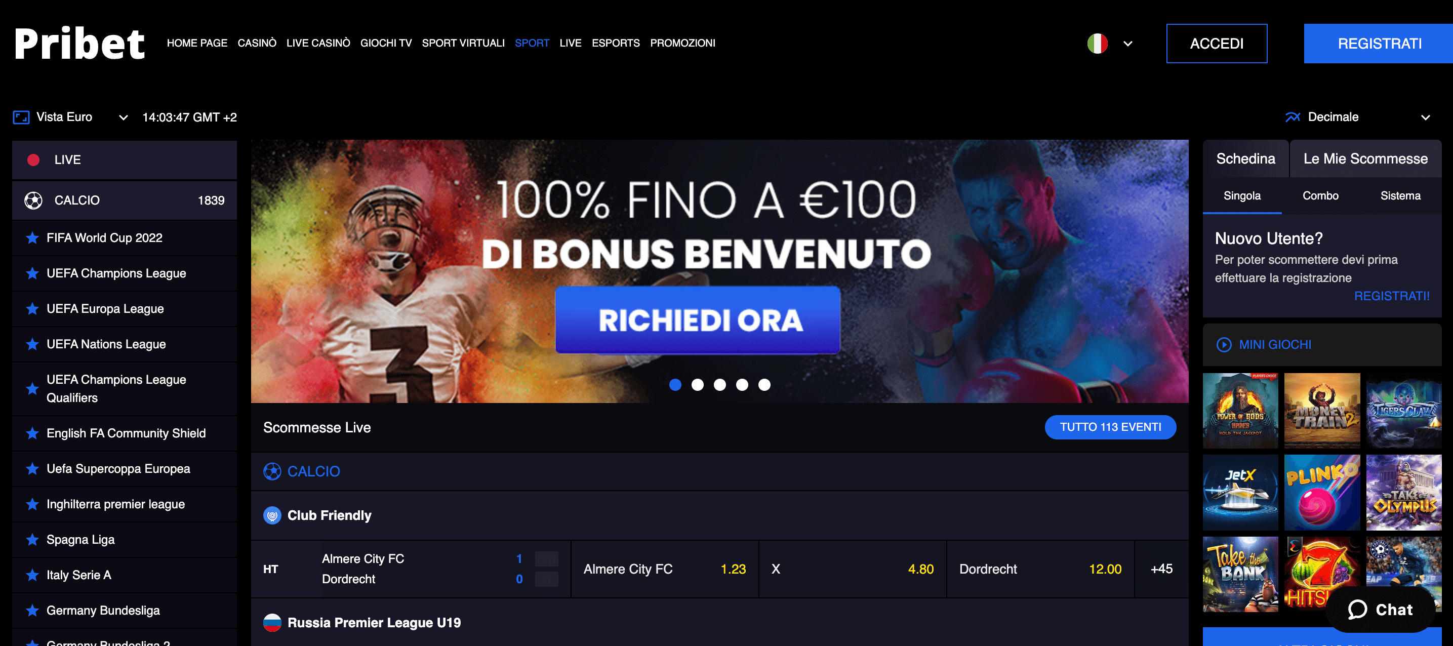 Pribet Casino e Scommesse Screenshot