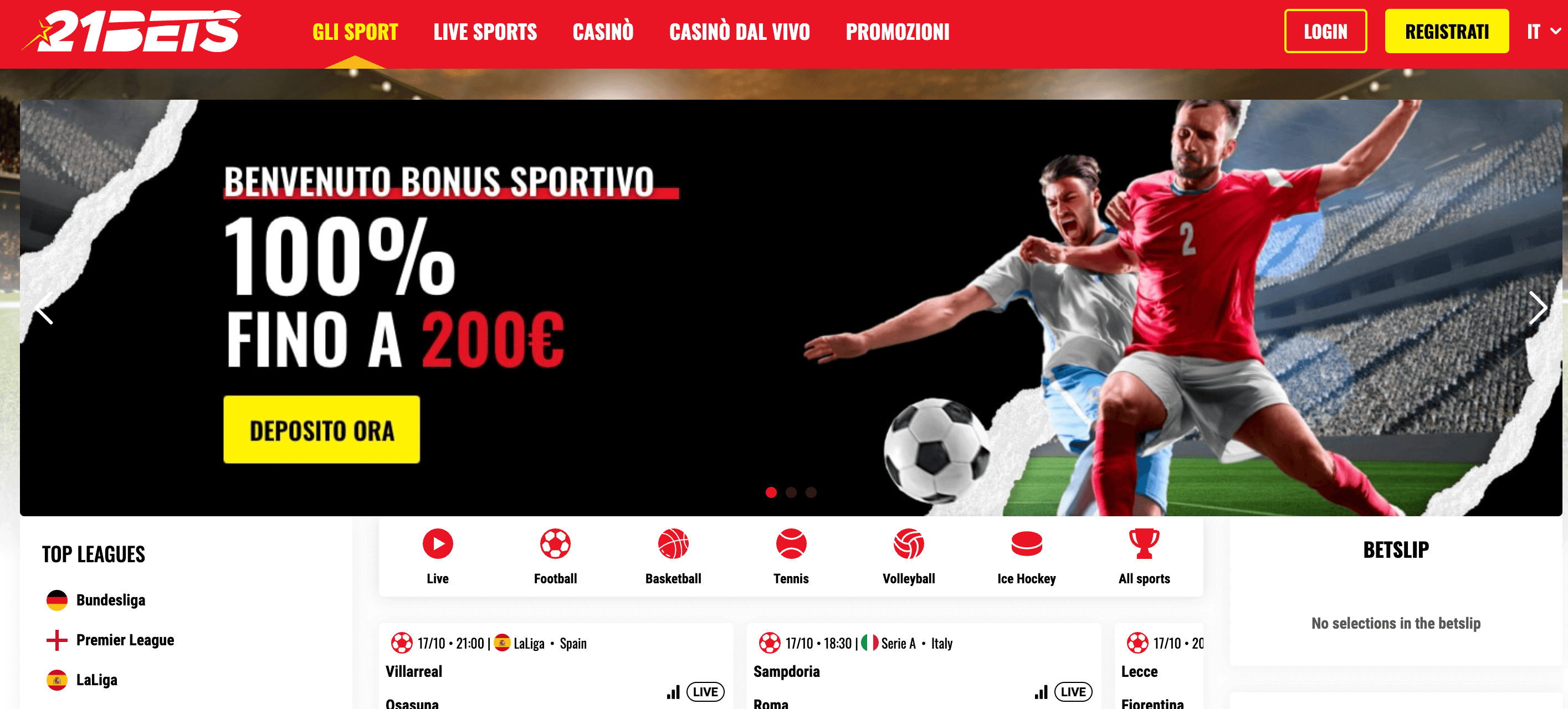 21Bets Casino e Scommesse Screenshot