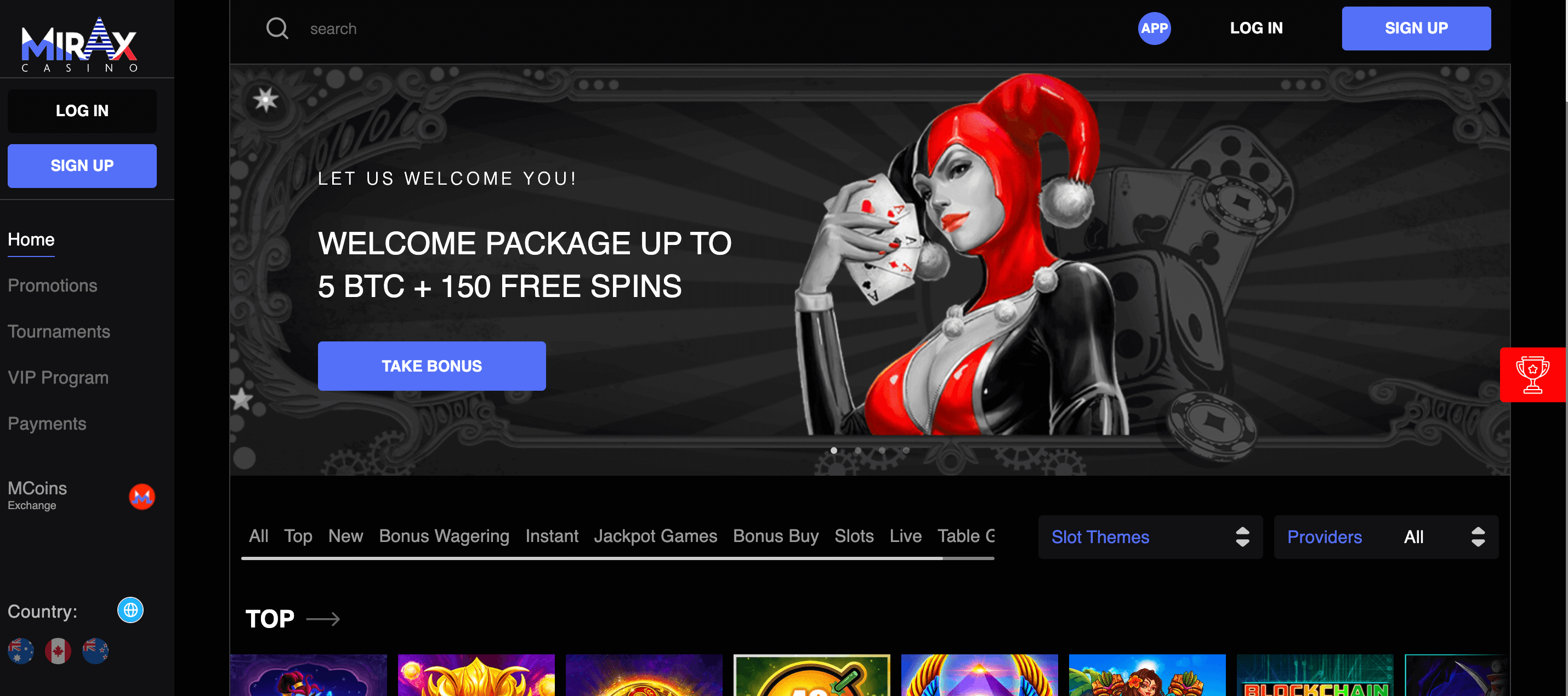 Mirax Casino Screenshot