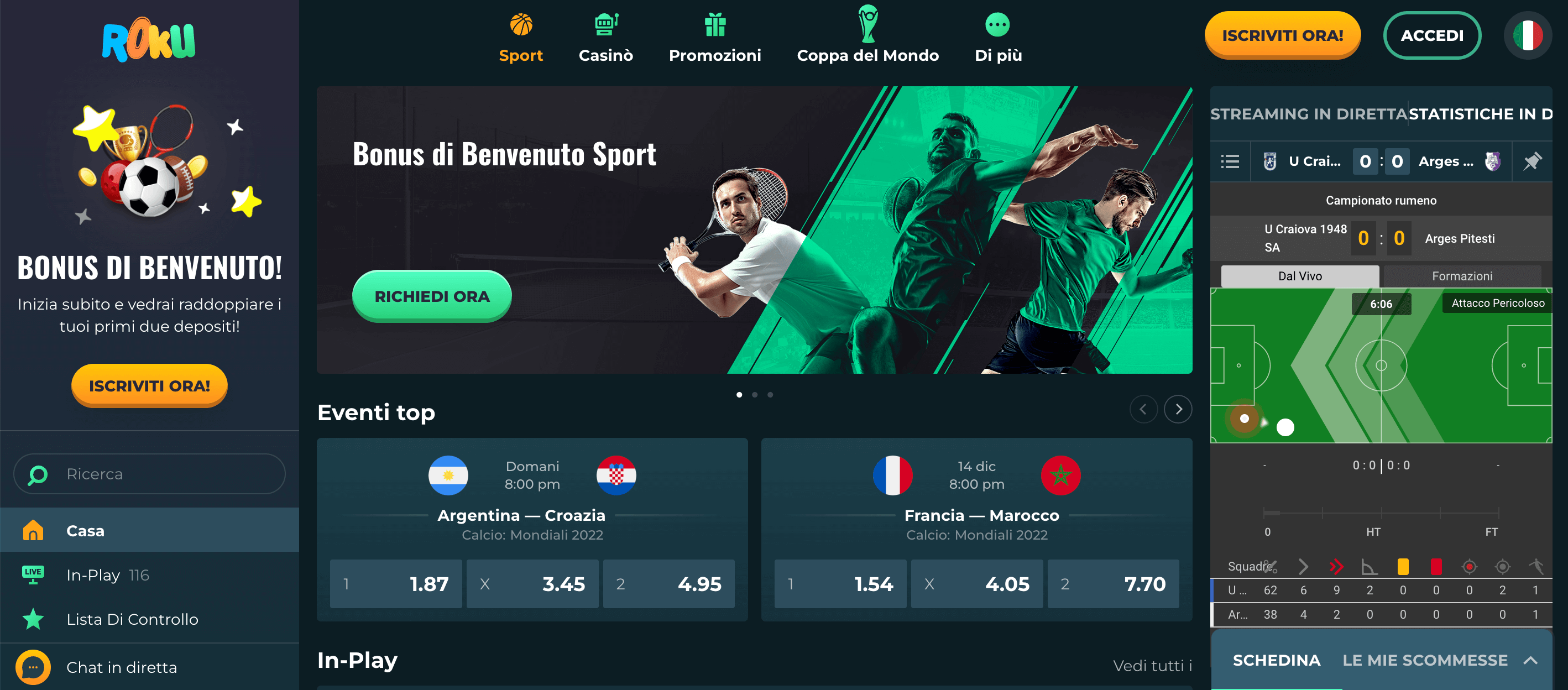 Rokubet Casino e Scommesse Screenshot