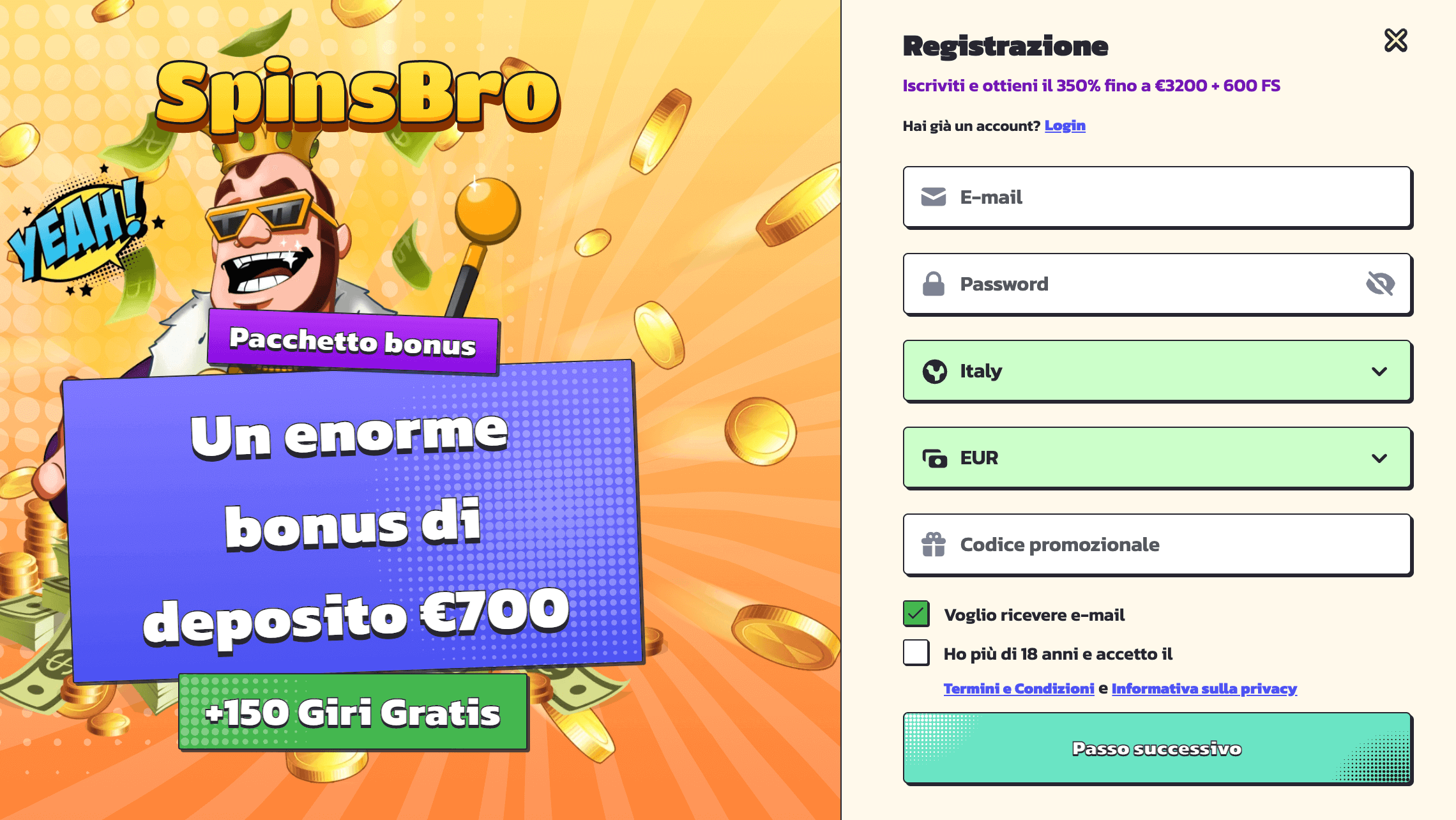 Spinsbro Casino Registrazioni