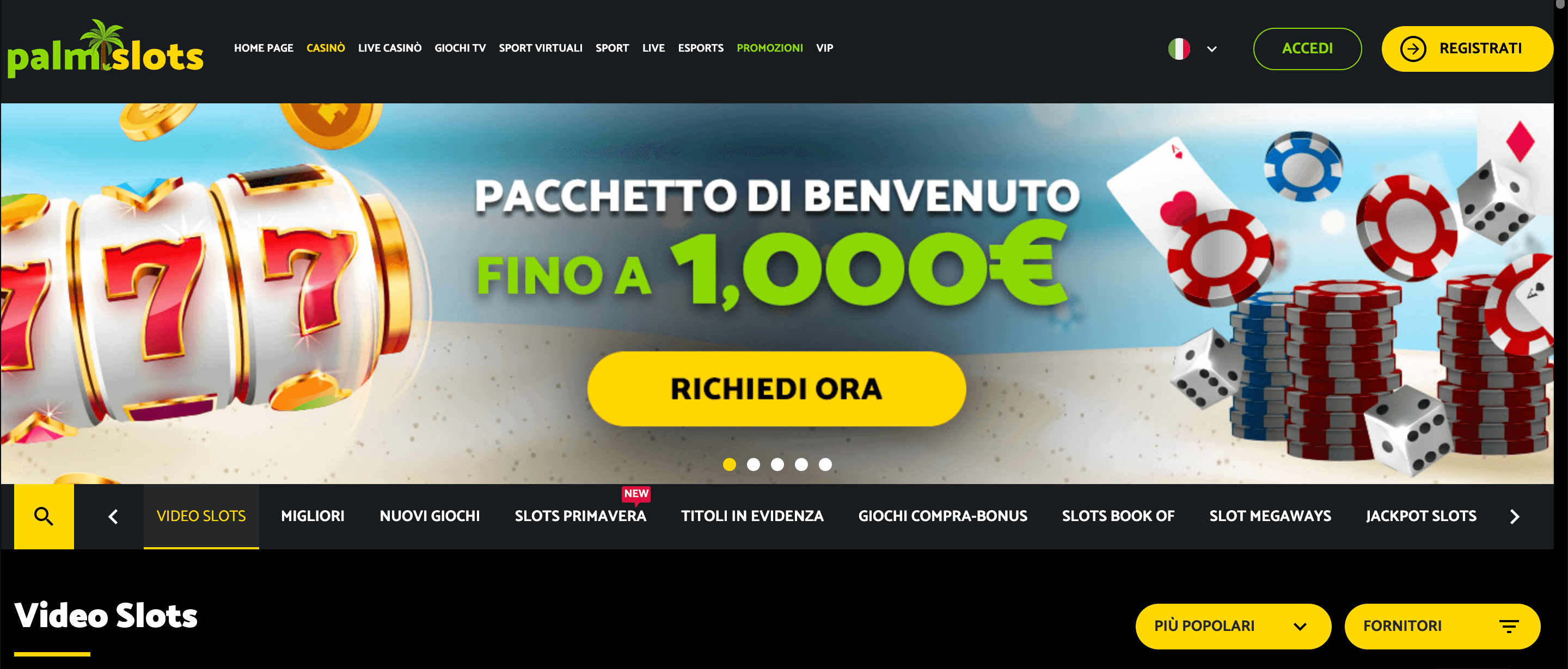 Palmslots Casino e Scommesse Screenshot