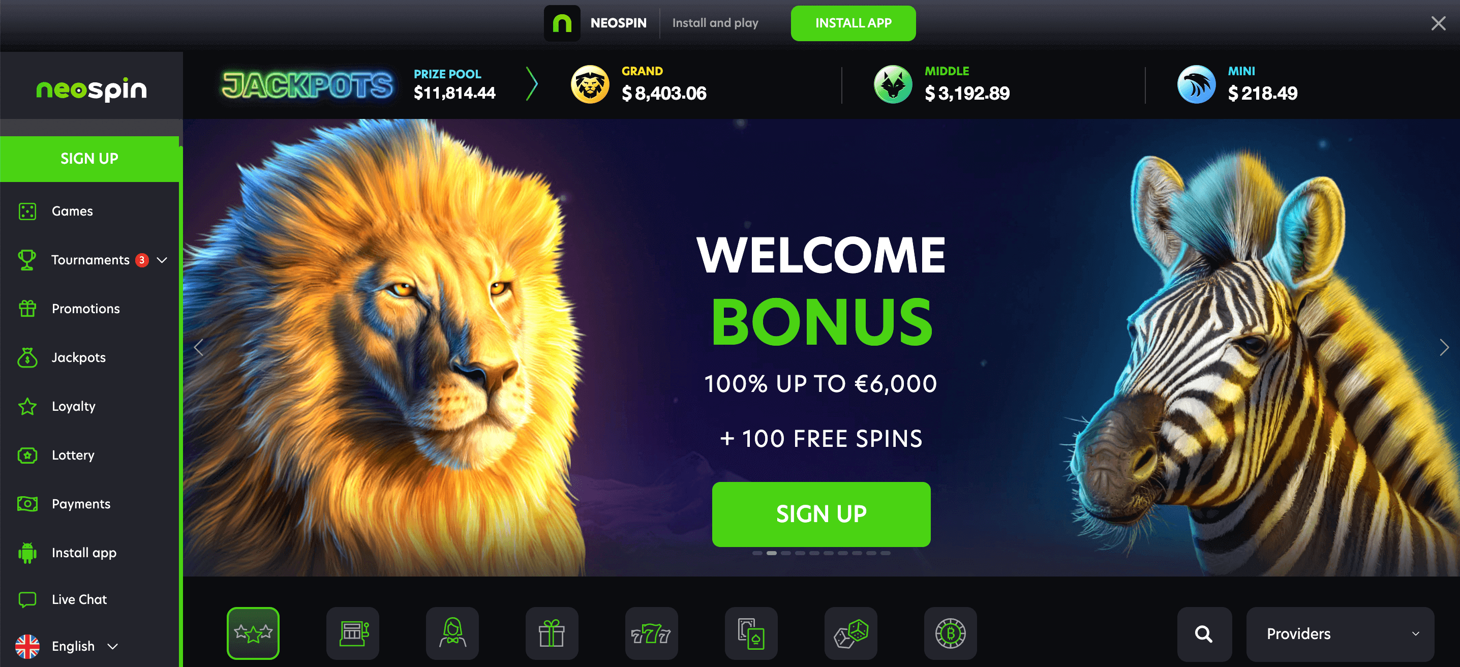 Neospins Casino Screenshot