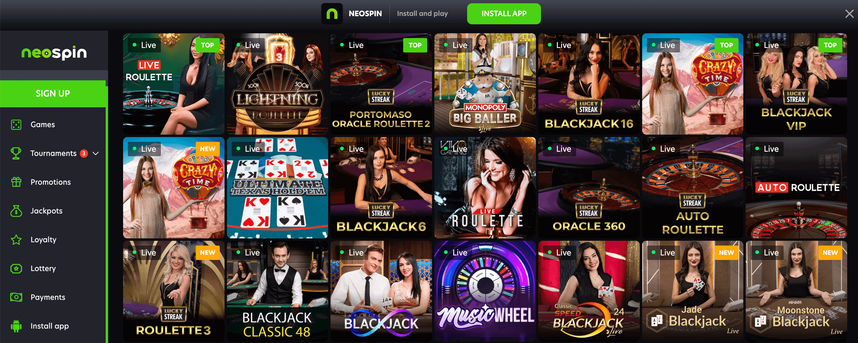 Neospins Casino Slot Live