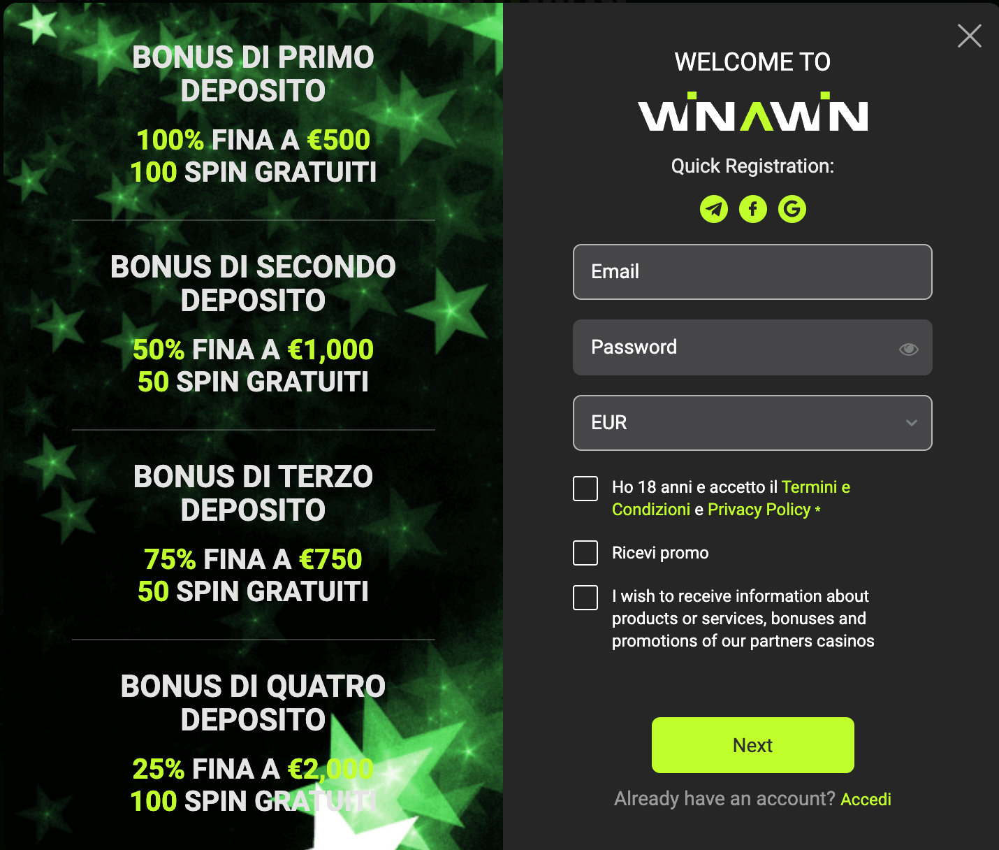 Winawin Casino Registrazione