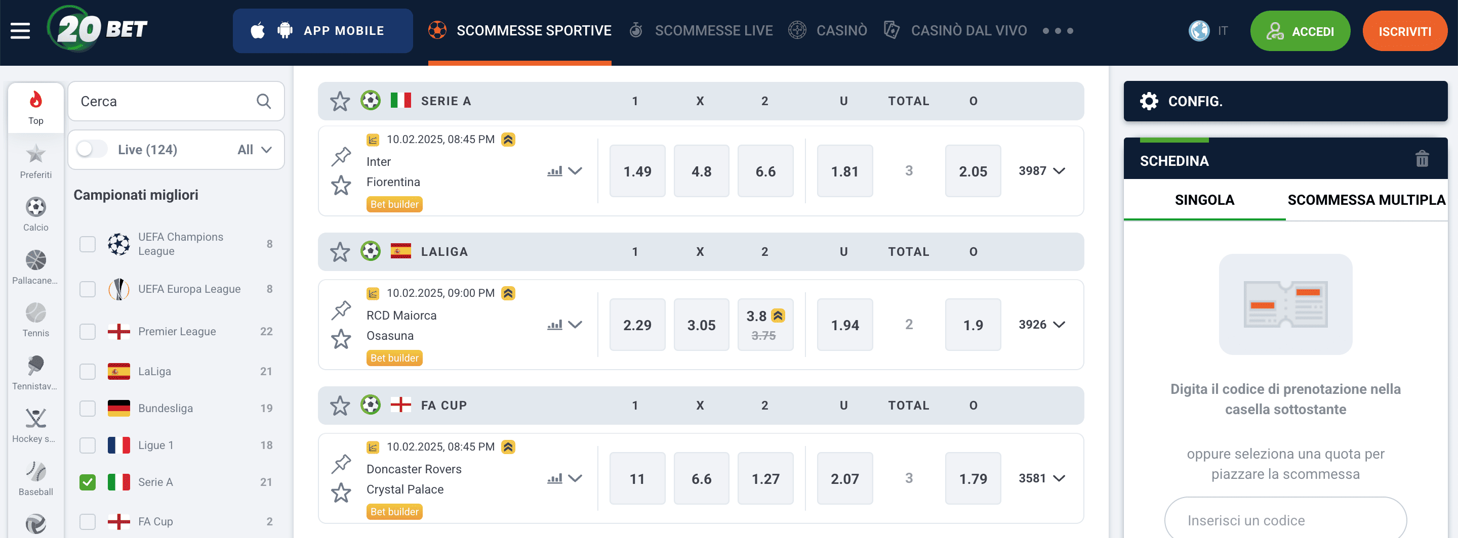 20Bet Scommesse