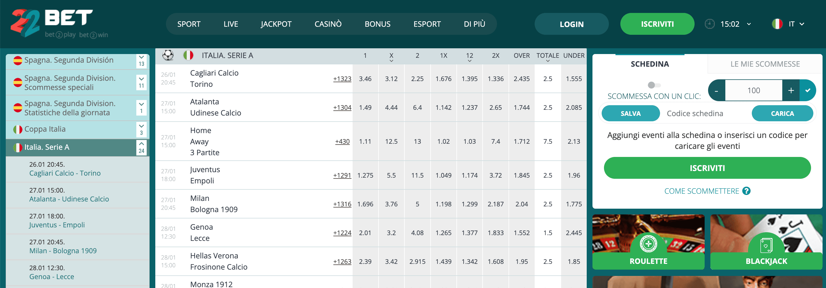 22Bet scommesse