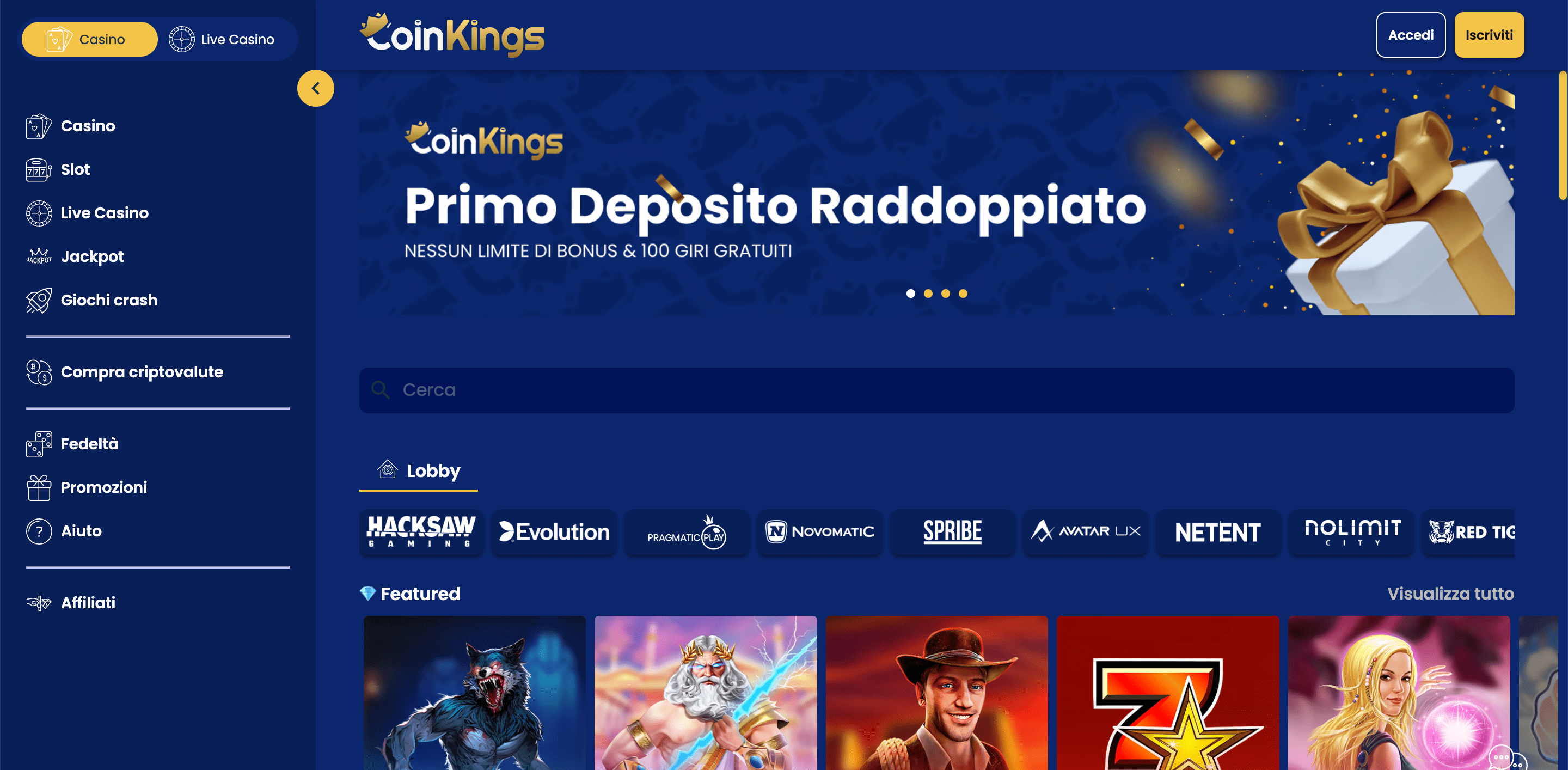 CoinKings Casino e Scommesse Screenshot