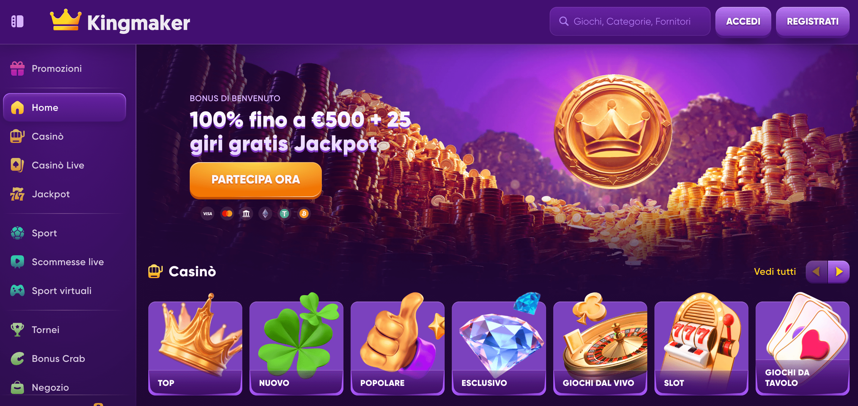 Kingmaker Casino e Scommesse