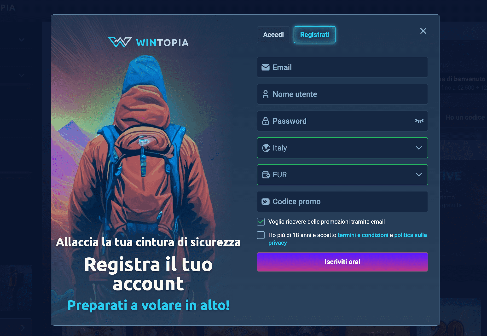 Wintopia Casino Registrazione