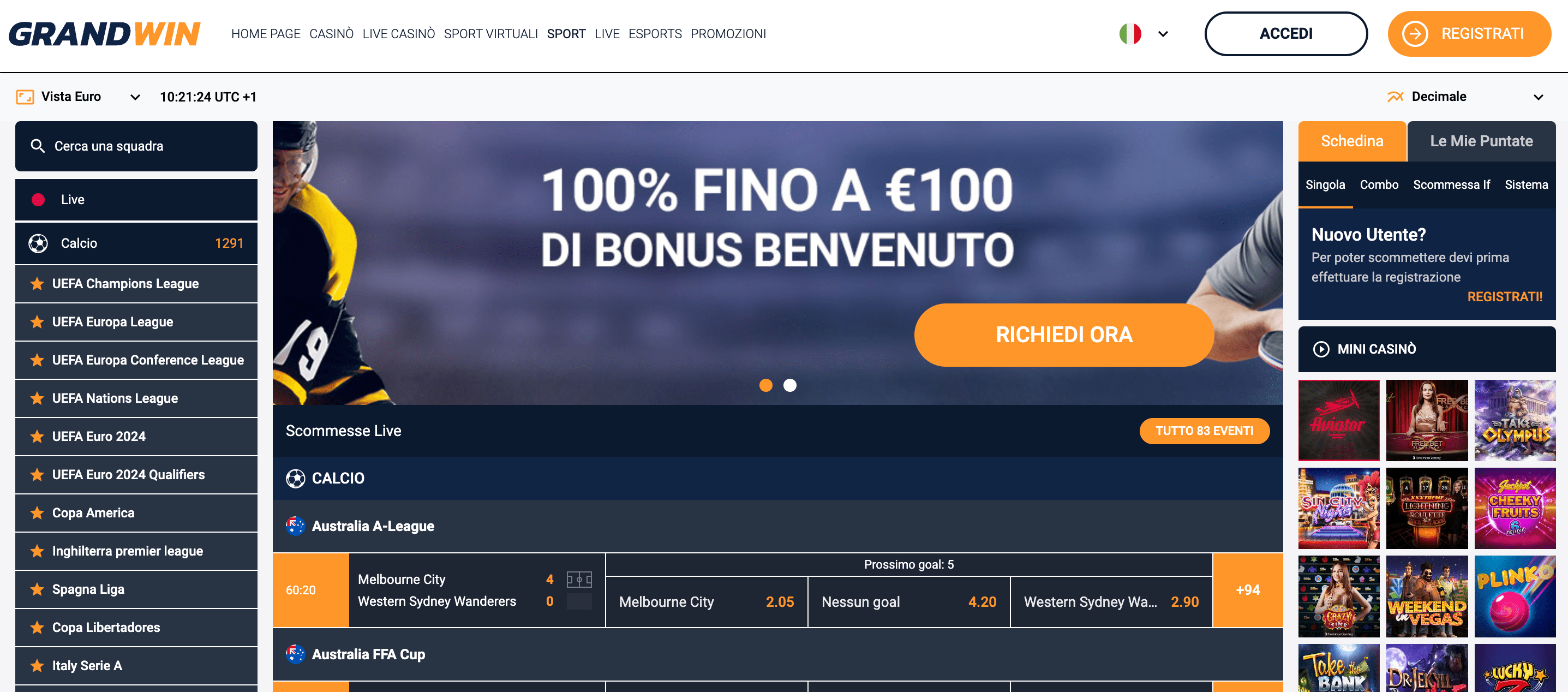 Grandwin Scommesse Screenshot