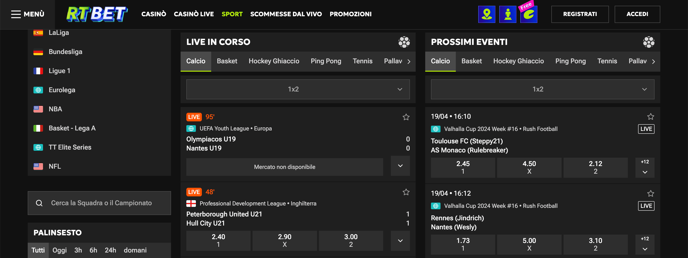 RTbet Scommesse Live