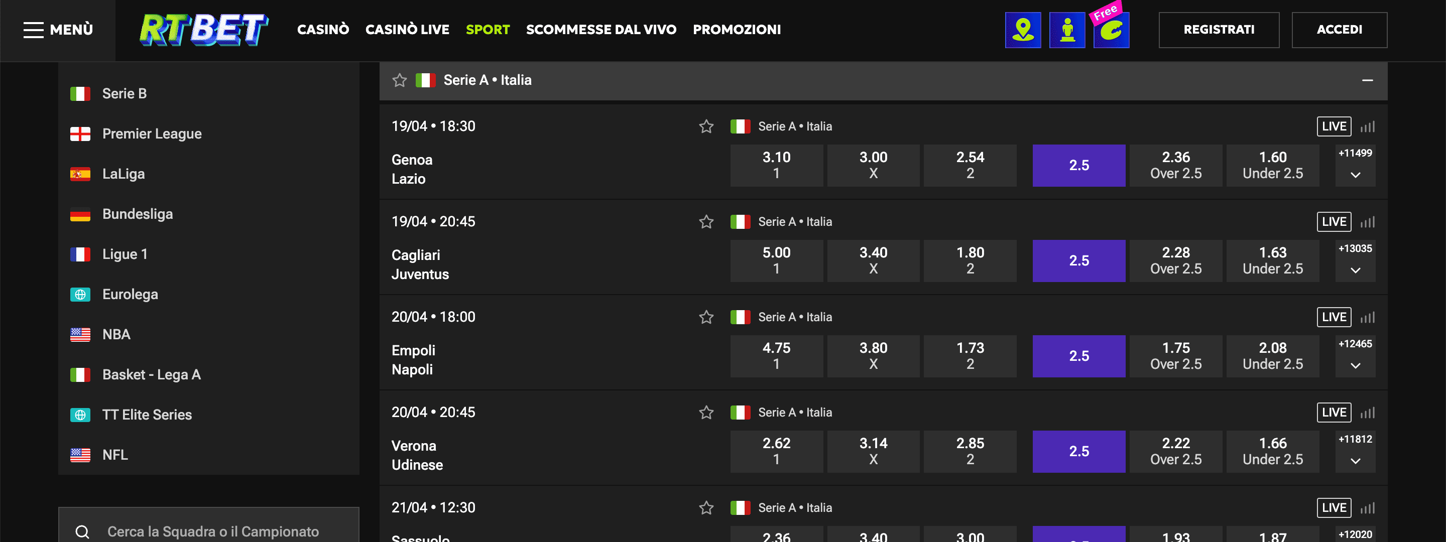 RTbet Scommesse