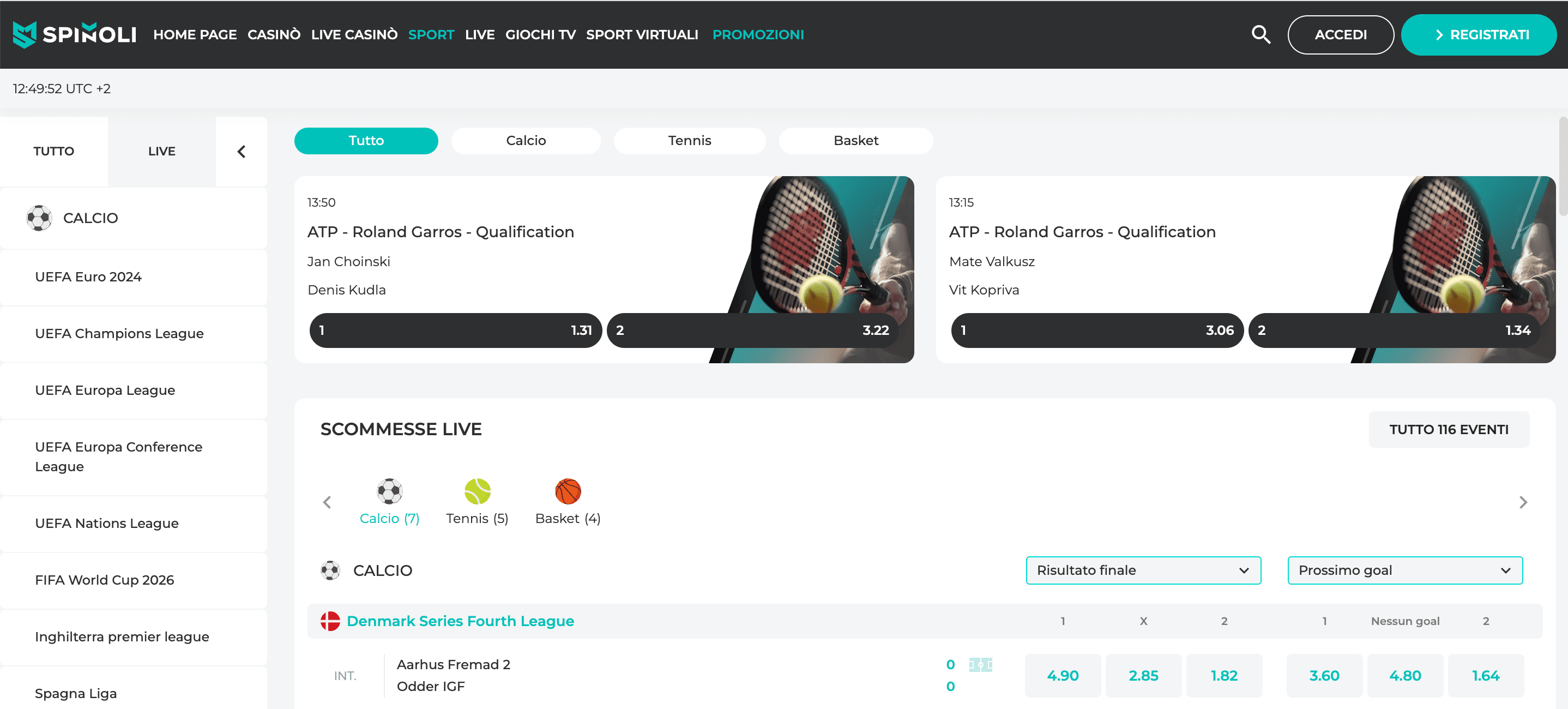 Spinoli Scommesse Screenshot