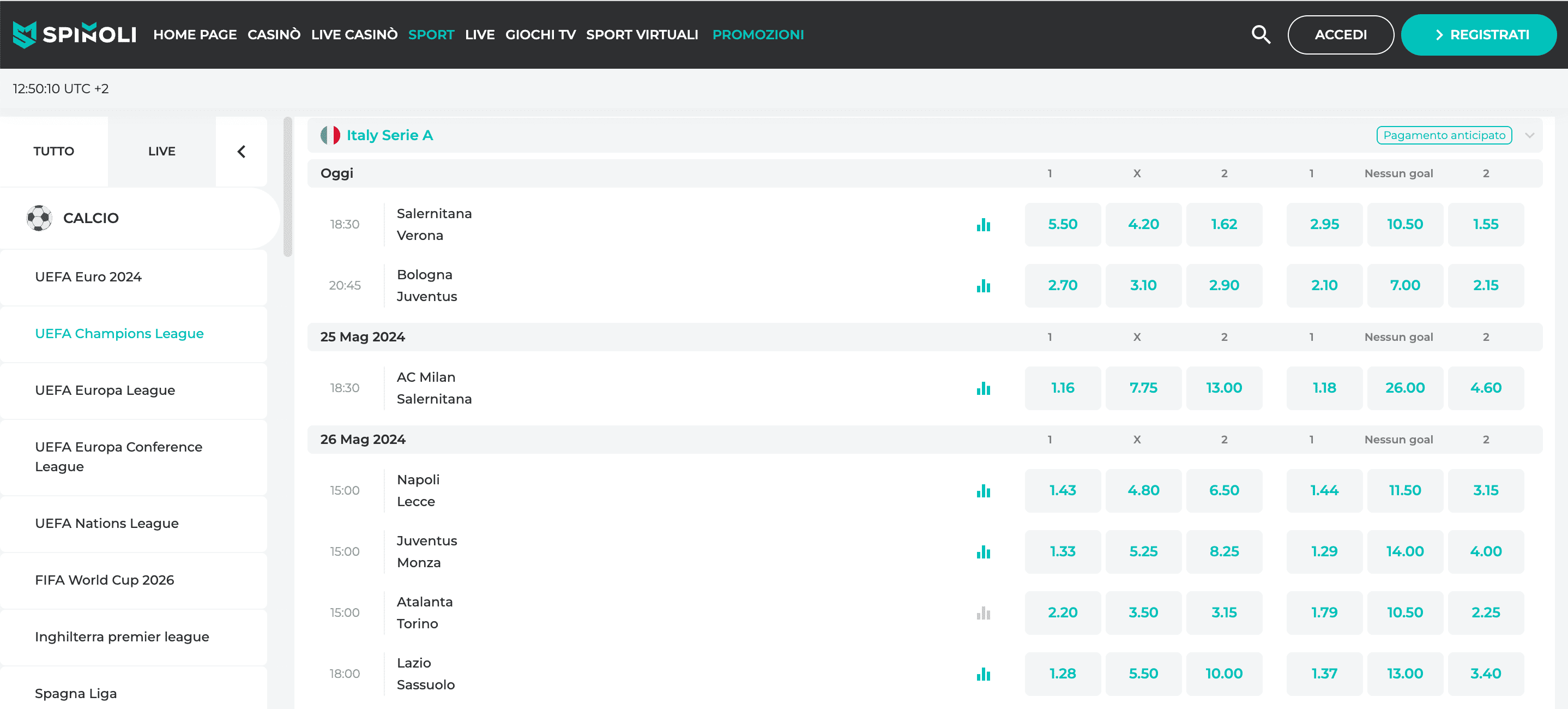 Spinoli Scommesse