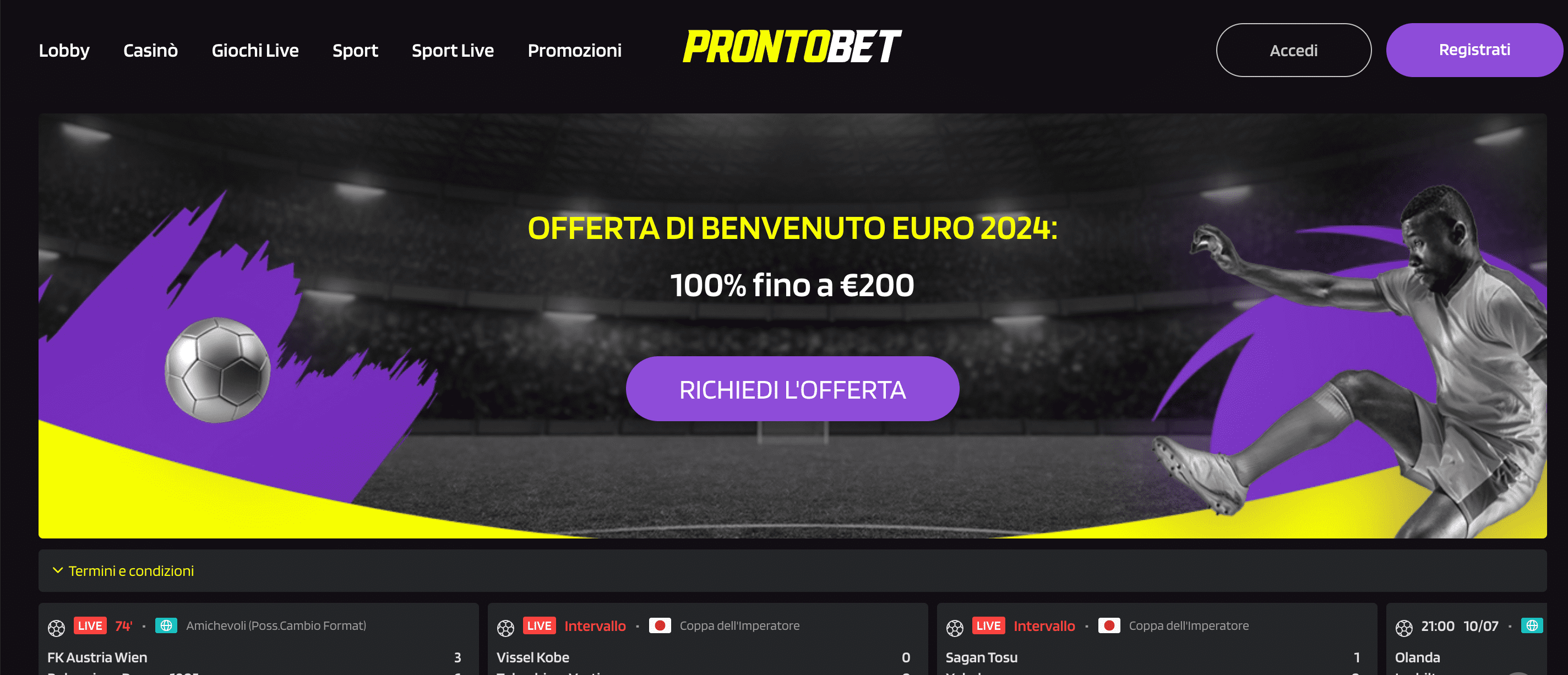 Prontobet Scommesse Screenshot