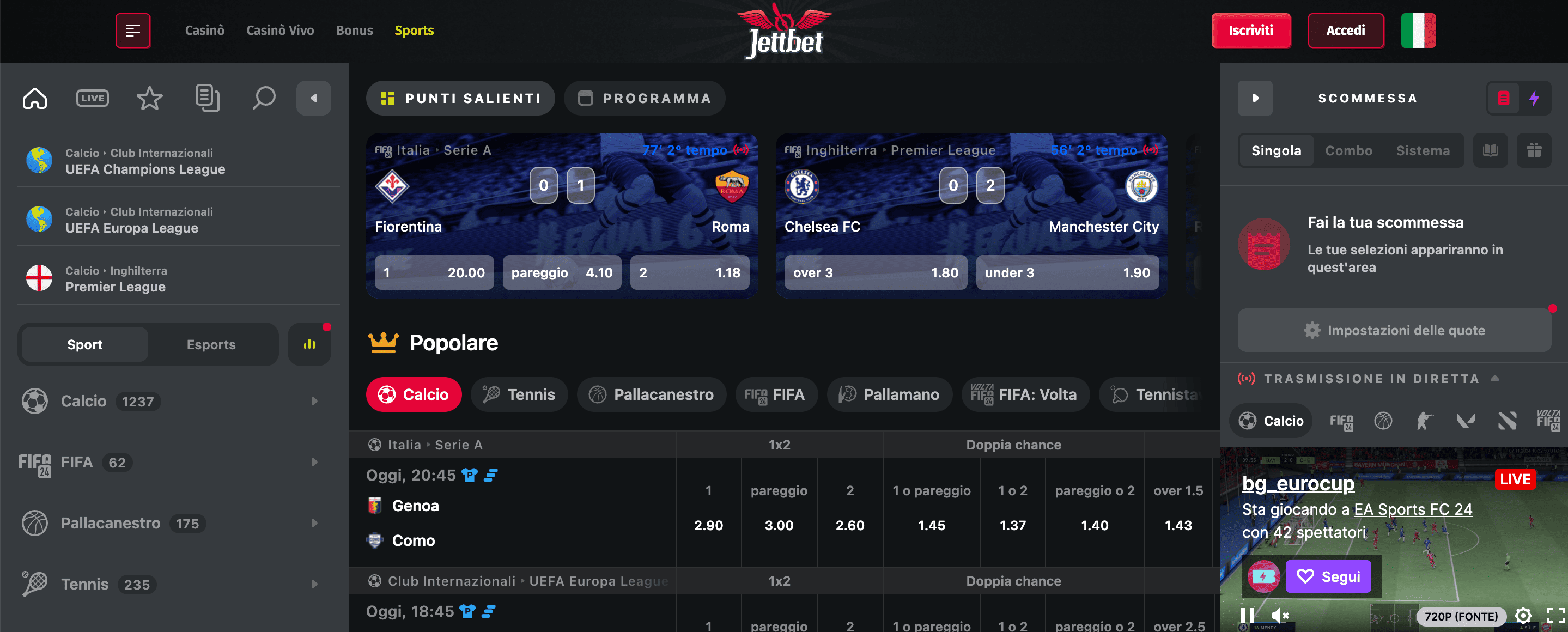 JettBet Scommesse