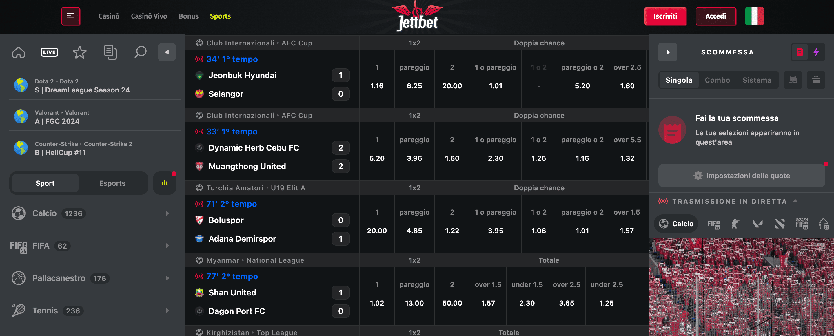 JettBet Scommesse Live