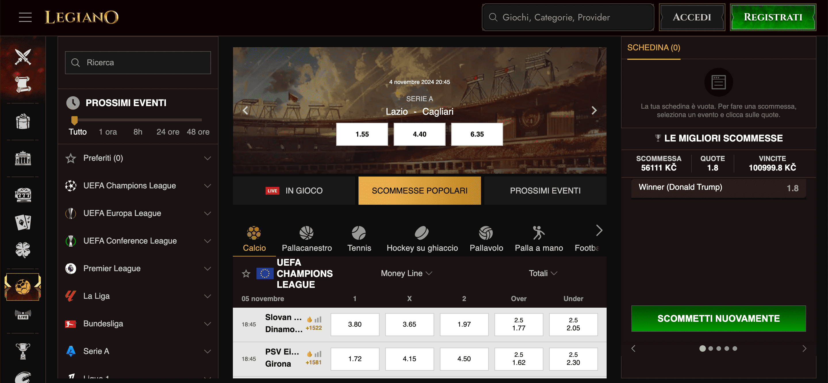 Legiano Scommesse Screenshot