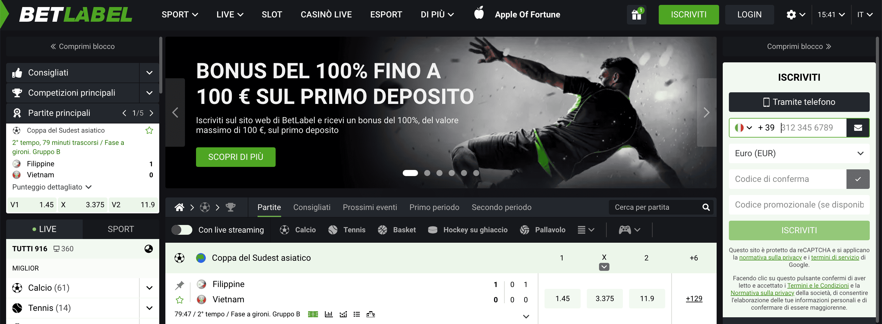 BetLabel Scommesse Screenshot