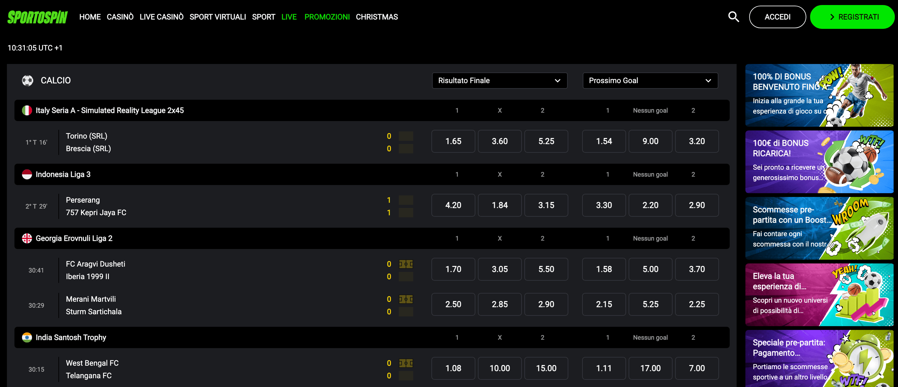 Sportospin Scommesse Live