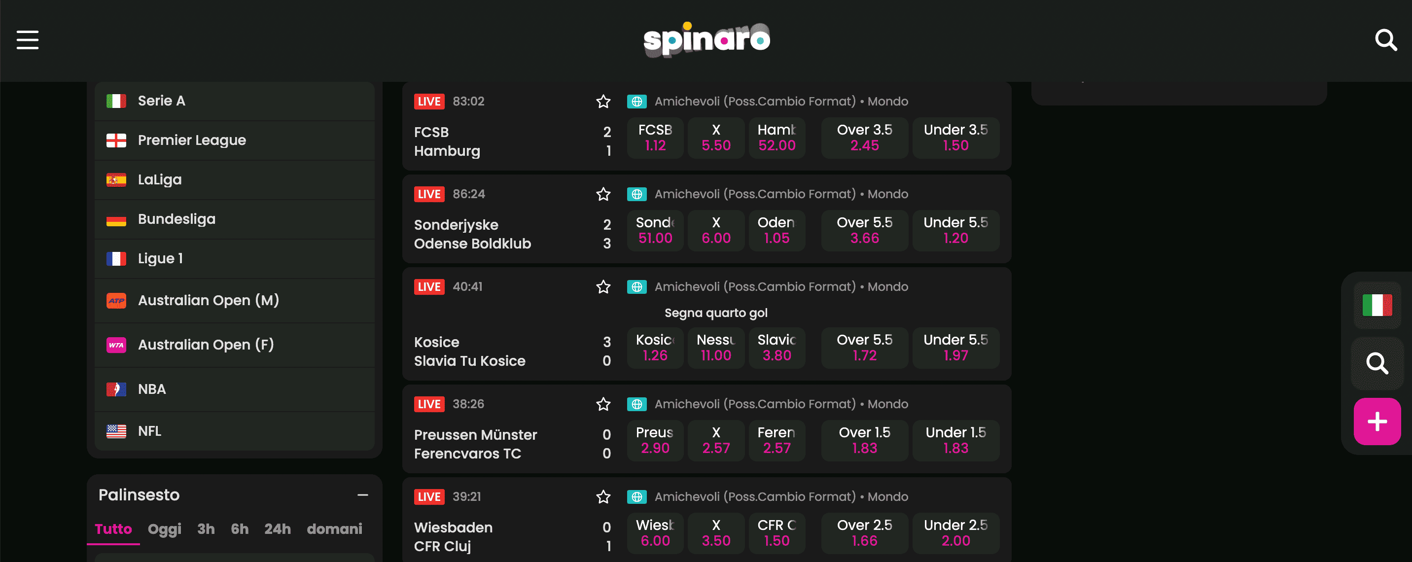 Spinaro Scommesse Live