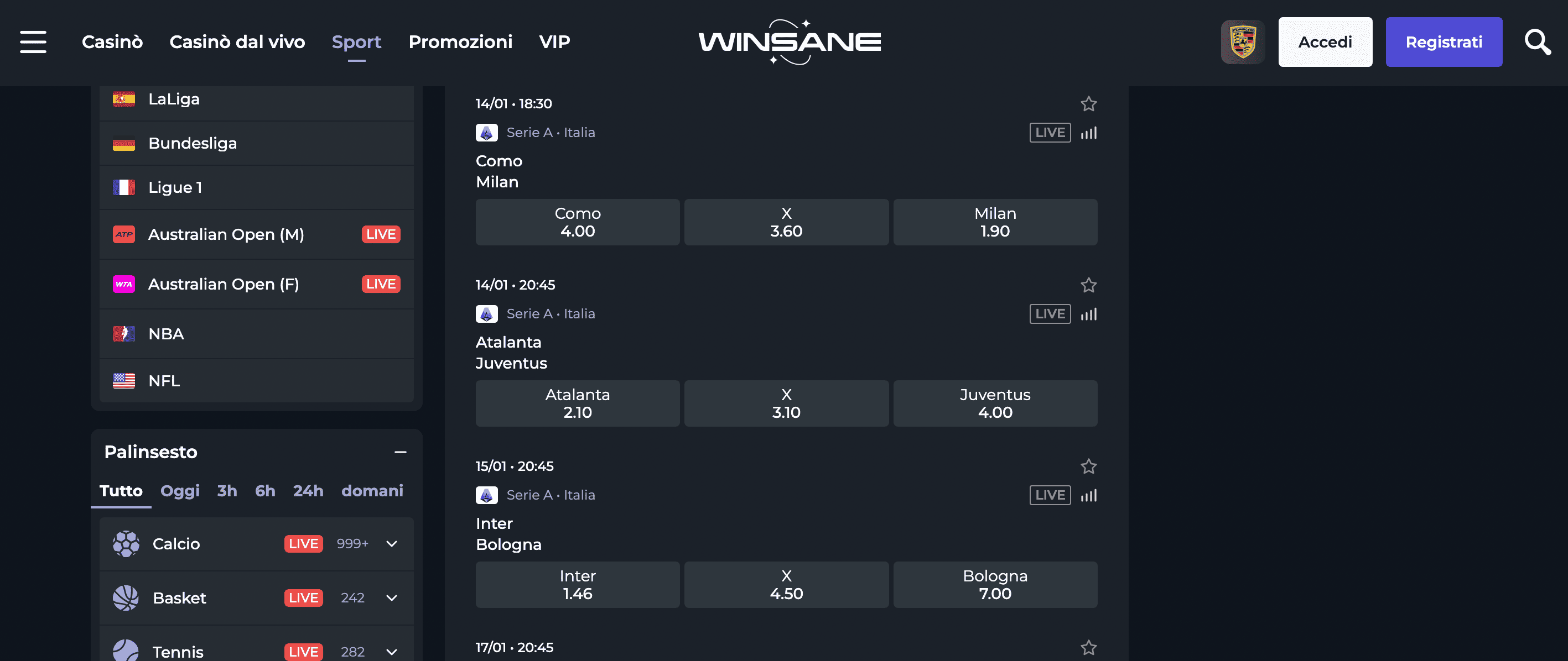 Winsane Scommesse